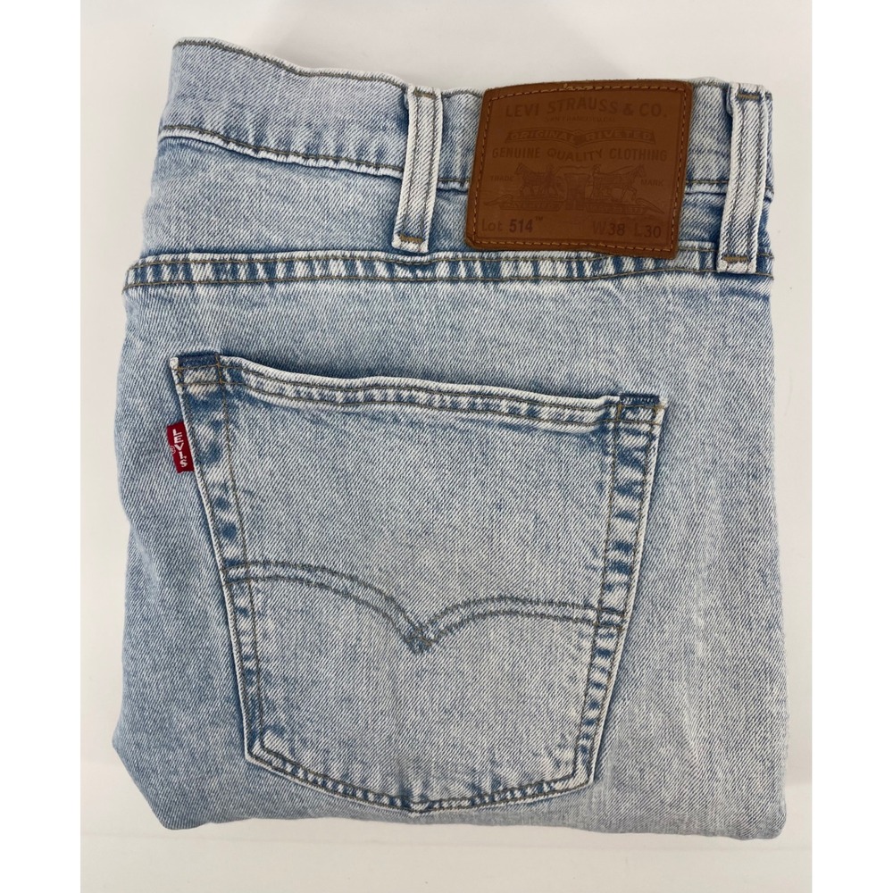 Levi's 514 Straight Jeans Mens 38x30(29.5) Light Wash Premium Classic Timeless